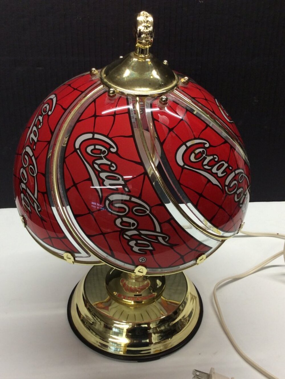 Coca-Cola Glass Touch Lamp Red Vintage Coke 1997 Pub Desk Tiffany Style Works